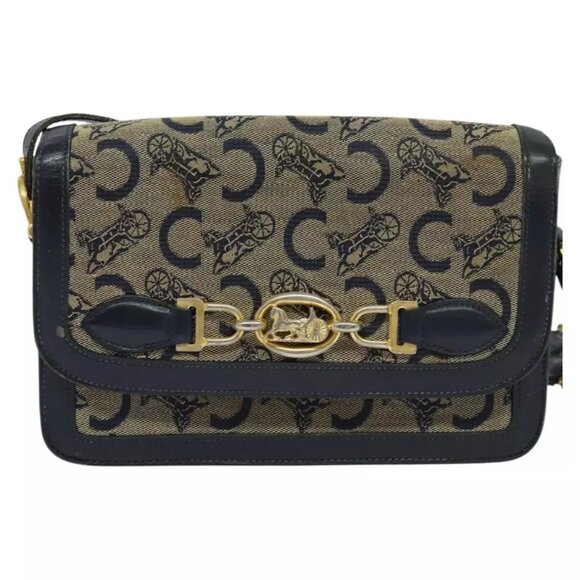 CELINE C Sulky Shoulder Bag Canvas Navy Auth - Picture 2 of 16